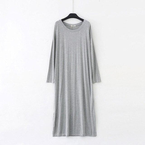 Women Long Robe Loose Nightdress Solid O-Neck Modal Long Sleeve Nightgowns Spring Autumn Nightie Sleeping Dress Homewear