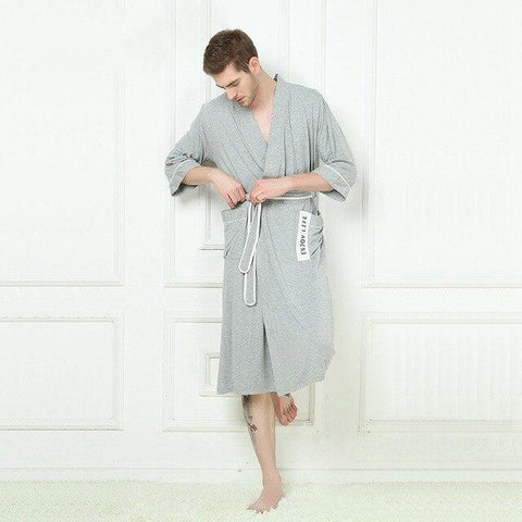 Bamboo Men's Robe Bamboo Stain Bathrobe Men Sleepwear Modern Style Nightgown Satin Soft For Sleep Valentine's Day Summer