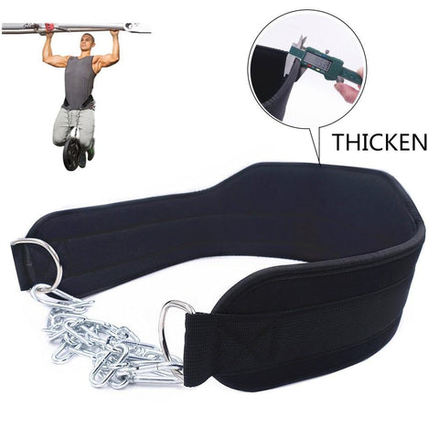 Thick Neoprene Dipping Belt Weight Lifting Belt with Chain for Pull Up Chin Up Kettlebell Barbell Fitness Bodybuilding Gym Belt