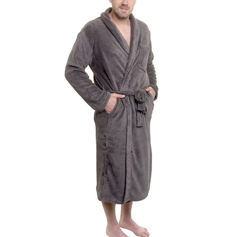 2019 Men Bath Robe Kimono Cotton Lace Up Bathrobe Nightgown Spa Pajamas Long Sleepwear Gown NEW