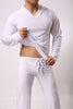 Men Viscose Sleepwear Hooded Pajama Sets Long Sleeve Trousers Comfort Loose Nightgown Male Home Clothing Plus Size
