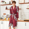 New Print Men Kimono Robe Gown Sleepwear Bathrobe Nightgown Nightwear With Belt Bridegroom Best man Wedding Robe Gown L XL XXL