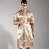 Chinese Men Sleepwear Printed Flower Intimate Lingerie Nightgown Satin Rayon Nightwear Casual Male Robe Bathrobe Kimono Gown