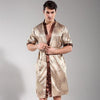 Chinese Men Sleepwear Printed Flower Intimate Lingerie Nightgown Satin Rayon Nightwear Casual Male Robe Bathrobe Kimono Gown