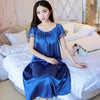 Plus Size 4XL New Sexy Silk Nightgowns Women Casual Chemise Nightie Nightwear Lingerie Nightdress Sleepwear Dress free shipping