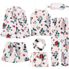 JULY'S SONG 2019 Women 7 Pieces Pajamas Sets Stain Faux Silk Pajamas Women Sleepwear Sets  Autumn Winter Tops+Shorts+Shirt+Pants