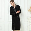 Bamboo Fiber Men Bathrobe Stain Robe Man's Sleepwear Soft Nightgown for Male Pajamas Gown Lounge Wear Nature Bamboo Summer