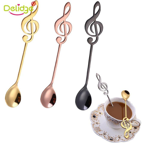 Stainless Steel Musical Note Dessert Spoon  Music Coffee Stir Milk Tea  Tableware Puer Medicine Flatware Ball Scoop Kitchen Tool