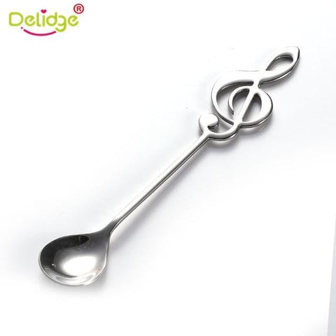 Stainless Steel Musical Note Dessert Spoon  Music Coffee Stir Milk Tea  Tableware Puer Medicine Flatware Ball Scoop Kitchen Tool
