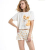 Summer Womens Pyjamas Short  Cotton Cartoon Pajamas Set Corgi Dog Print Sleepwear Pyjamas Nightwear Pijamas Size Home Clothing