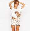 Summer Womens Pyjamas Short  Cotton Cartoon Pajamas Set Corgi Dog Print Sleepwear Pyjamas Nightwear Pijamas Size Home Clothing