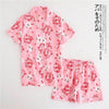 Japanese simple short pyjamas women 100% cotton short sleeves ladies pajama sets shorts Cute cartoon sleepwear women homewear