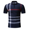 2019 Polo men's color matching striped POLO shirt men's short-sleeved lapel breathable POLO shirt casual men's clothing