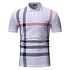 2019 Polo men's color matching striped POLO shirt men's short-sleeved lapel breathable POLO shirt casual men's clothing