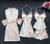 New Sexy Women Robe &amp Gown Sets Lace Bathrobe + Night Dress Two Pieces Sleepwear Womens Sleep Set Faux Silk Robe Femme Linge