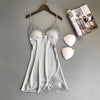 New Sexy Women Robe &amp Gown Sets Lace Bathrobe + Night Dress Two Pieces Sleepwear Womens Sleep Set Faux Silk Robe Femme Linge
