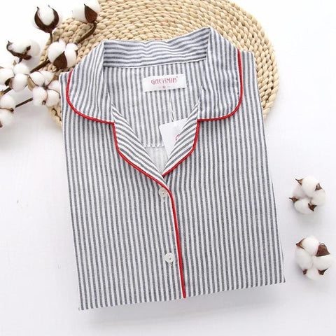 home suit Women Pajamas Long Sleeve Women Cotton Sleepwear Stripe Pyjamas Female Casual Home Wear Autumn Winter Women Clothing