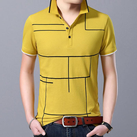 2019 New Fashion Brand Polo Shirt Men's Plaid Top Grade Summer Short Sleeve Slim Fit Cotton Boys Poloshirt Casual Men's Clothing