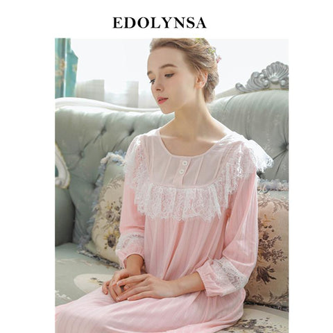 2019 New Arrivals Vintage Nightgowns Home Dress Cotton Sleep Shirts Elegant Solid SleepWear Comfortable Nightgown Female #H575