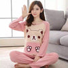 JULY'S SONG Women Pajamas Set Spring Autumn New Thin Cartoon Printed Long Sleeve Cute Sleepwear Casual Homewear Female Pyjamas