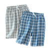 Summer plaid short sleep bottoms men sleepwear pants soft 100% cotton home shorts men casual pajamas pants for male