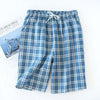 Summer plaid short sleep bottoms men sleepwear pants soft 100% cotton home shorts men casual pajamas pants for male