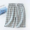 Summer plaid short sleep bottoms men sleepwear pants soft 100% cotton home shorts men casual pajamas pants for male