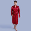 Chinese Men's Wine Red Satin Robe With Belt Kimono Bathrobe Gown Nightgown Sleepwear Home Leisure Pajamas S M L XL XXL D202-10