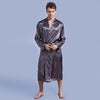 Chinese Men's Wine Red Satin Robe With Belt Kimono Bathrobe Gown Nightgown Sleepwear Home Leisure Pajamas S M L XL XXL D202-10