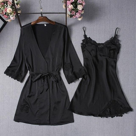 Pajamas Sets Silk Women Nightgowns Sexy Ladies Satin Nightwear Women Robe Nighties Sleepwear shorts combinaison pyjama femme