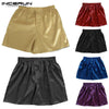 INCERUN 2019 Hot Sale Silk Satin Men Sleep Boxer Bottoms Pajama Lounge Shorts Sleepwear Homewear Solid Underwear Men S-5XL