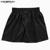 INCERUN 2019 Hot Sale Silk Satin Men Sleep Boxer Bottoms Pajama Lounge Shorts Sleepwear Homewear Solid Underwear Men S-5XL