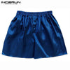 INCERUN 2019 Hot Sale Silk Satin Men Sleep Boxer Bottoms Pajama Lounge Shorts Sleepwear Homewear Solid Underwear Men S-5XL