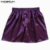 INCERUN 2019 Hot Sale Silk Satin Men Sleep Boxer Bottoms Pajama Lounge Shorts Sleepwear Homewear Solid Underwear Men S-5XL