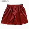 INCERUN 2019 Hot Sale Silk Satin Men Sleep Boxer Bottoms Pajama Lounge Shorts Sleepwear Homewear Solid Underwear Men S-5XL