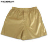 INCERUN 2019 Hot Sale Silk Satin Men Sleep Boxer Bottoms Pajama Lounge Shorts Sleepwear Homewear Solid Underwear Men S-5XL