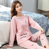 Autumn New Cotton Printing Lapel Top + Long Pant 2 Piece Sets Pajamas Set For Women Cute Sleepwear Girls Pyjama M L XL XXL XXXL