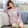 Autumn New Cotton Printing Lapel Top + Long Pant 2 Piece Sets Pajamas Set For Women Cute Sleepwear Girls Pyjama M L XL XXL XXXL