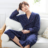 Men New Robe Autumn Casual Home Wear Solid Color Sleepwear Male Dressing Gown Loose Nightgown Oversize Kimono Bathrobe
