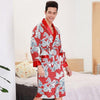 Men's Long Sleeve Robes Rayon Casual Sleepwear Nightwear Chinese Novelty Style Print Animals Nightgown Loose Bathrobe Robe