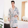 Men's Long Sleeve Robes Rayon Casual Sleepwear Nightwear Chinese Novelty Style Print Animals Nightgown Loose Bathrobe Robe