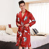 Men's Long Sleeve Robes Rayon Casual Sleepwear Nightwear Chinese Novelty Style Print Animals Nightgown Loose Bathrobe Robe