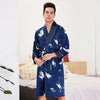 Men's Long Sleeve Robes Rayon Casual Sleepwear Nightwear Chinese Novelty Style Print Animals Nightgown Loose Bathrobe Robe