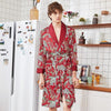 Men's Long Sleeve Robes Rayon Casual Sleepwear Nightwear Chinese Novelty Style Print Animals Nightgown Loose Bathrobe Robe