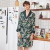 Men's Long Sleeve Robes Rayon Casual Sleepwear Nightwear Chinese Novelty Style Print Animals Nightgown Loose Bathrobe Robe