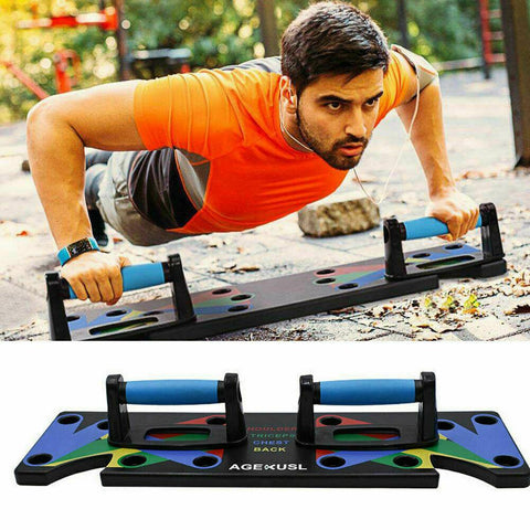 9 in1 Push Up Rack Board System Sit Up Benches Fitness Workout Train Gym Exercise Pushup Stands