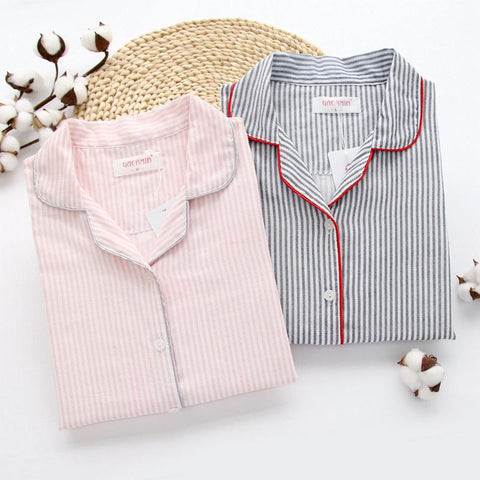 home suit Women Pajamas Long Sleeve Women Cotton Sleepwear Stripe Pyjamas Female Casual Home Wear Autumn Winter Women Clothing
