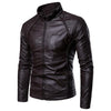 PU Leather Jacket Men New Men's Stand-up Collar Fur Coat with Zipper Metal Buttons Decorative Letterpress Leather Coat