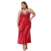 JULY'S SONG Plus Size Women Sleepwear Sleeveless Strap Sexy Lace Nightdress Sleepwear Nightgown Faux Silk V-neck Sleepwear Robe