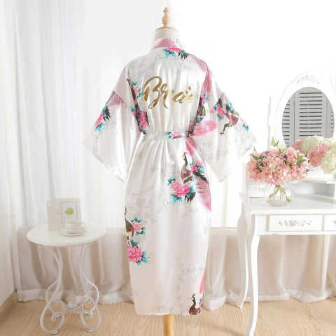 BZEL Silk Bridesmaid Bride Robe Sexy Women Long Satin Wedding Kimono Robes Sleepwear Nightgown Dress Woman Bathrobe Floral Robe